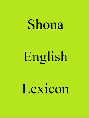 cover image of Shona English Lexicon
